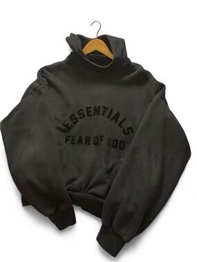 Essentials Fear of God Black Turtleneck Logo Sweatshirt